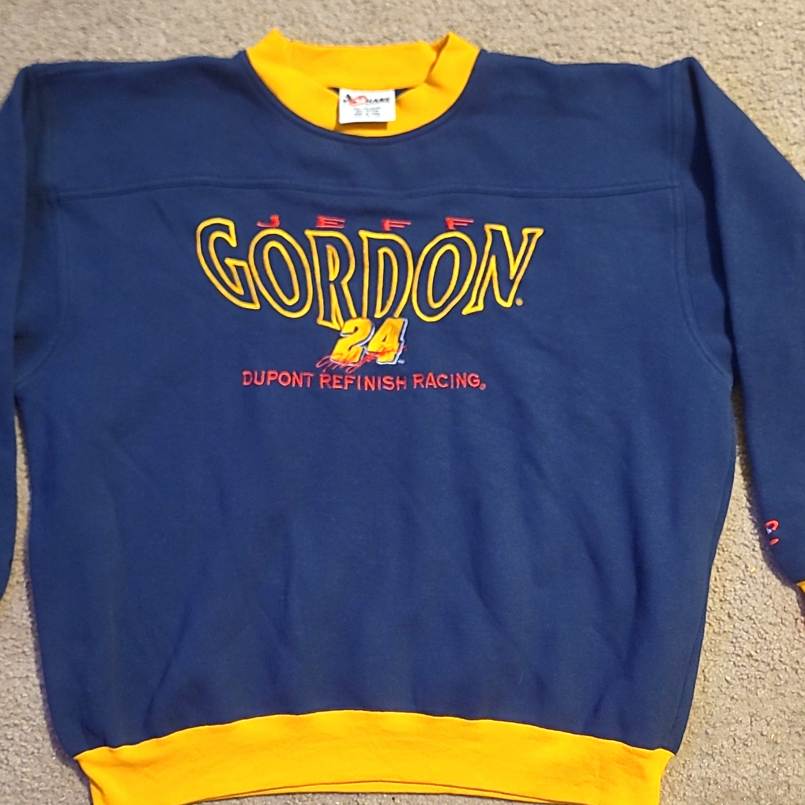 Chase Authentics Jeff Gordon 24 DuPont Refinish NASCAR Sweatshirt L Blue Yellow