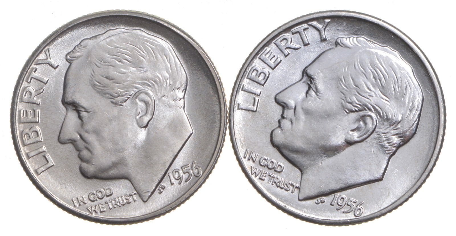 Choice Unc 1956 P+D Roosevelt Dime Gem BU Collection Lot Set