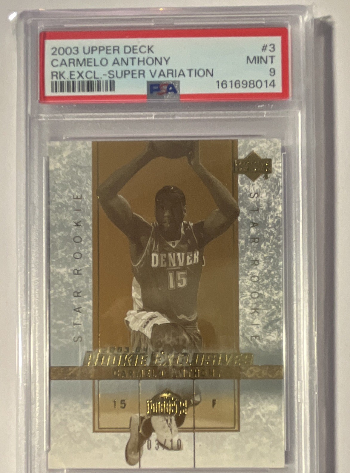Upper Deck Rookie Exclusives Carmelo Anthony RC Super Variation Upper Deck Rookie Exclusives Carmelo Anthony RC Super Variation