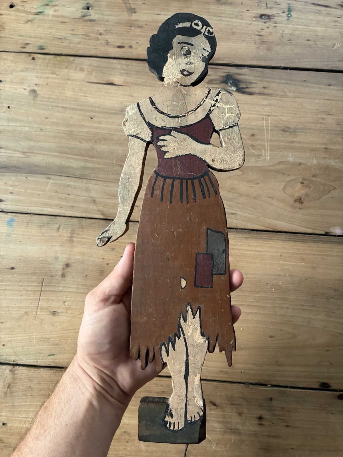 Early Antique 1930s 40s Snow White Disney Folk Art Painted Wood Sign Yard Decor Early Antique 1930s 40s Snow White Disney Folk Art Painted Wood Sign Yard Decor