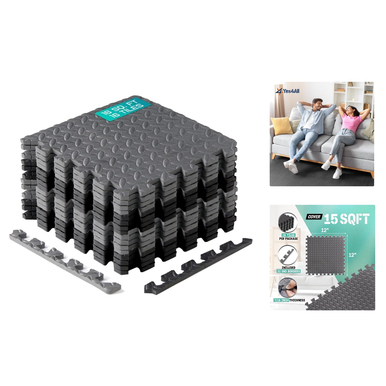 Customizable EVA Interlocking Floor Tiles - Durable Foam Mats for Home & Garage
