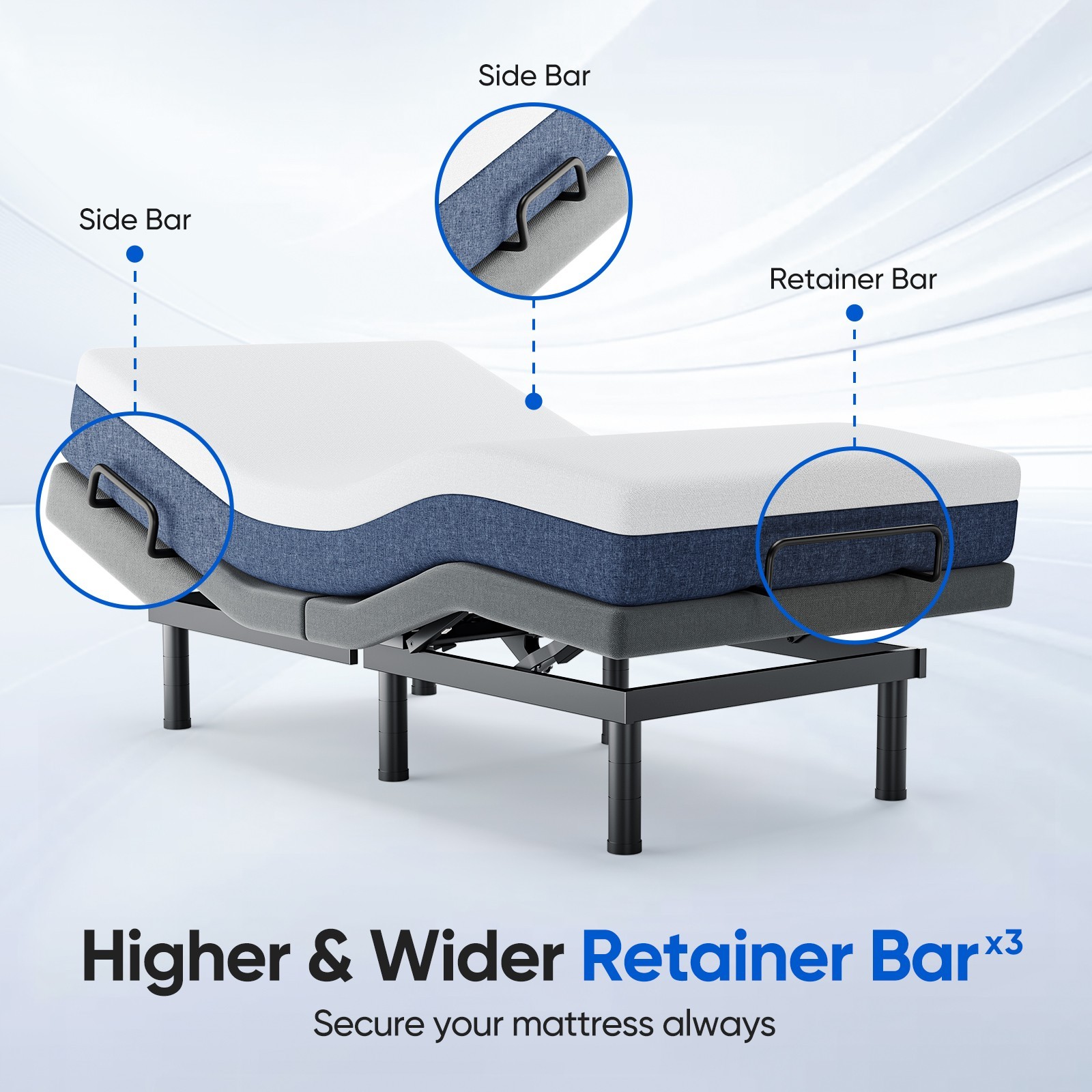 NEW 1000LB Power Base Adjustable Bed Frame Wireless Remote Dual Motor Twin XL