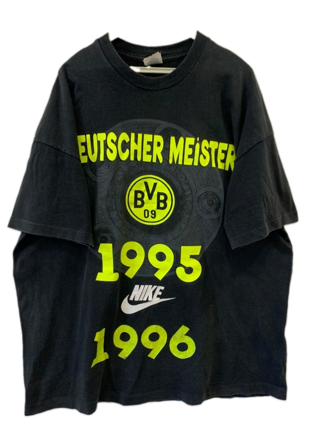 Vtg 1996 Borussia Dortmund BVB Nike T-Shirt Deutscher Meister Mens XL Black #232
