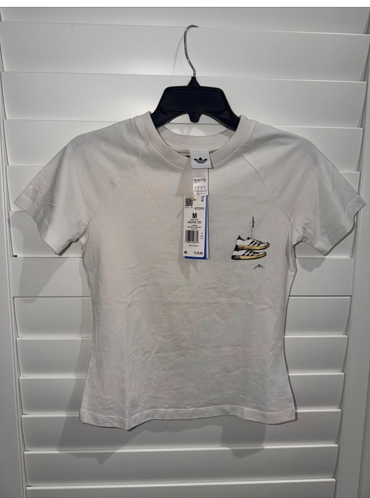 Adidas White T Shirt Sneaker Sketch NWT- Medium