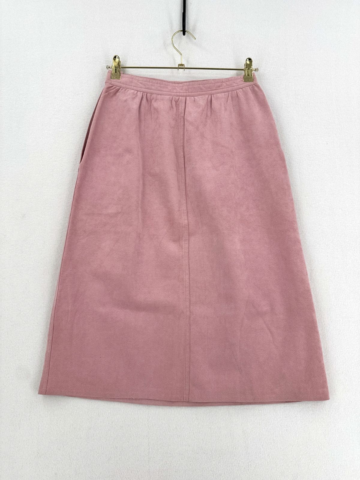 Vintage Blassport Bill Blass Ultrasuede Skirt 10 Pink A Line Midi 70s 80s Retro