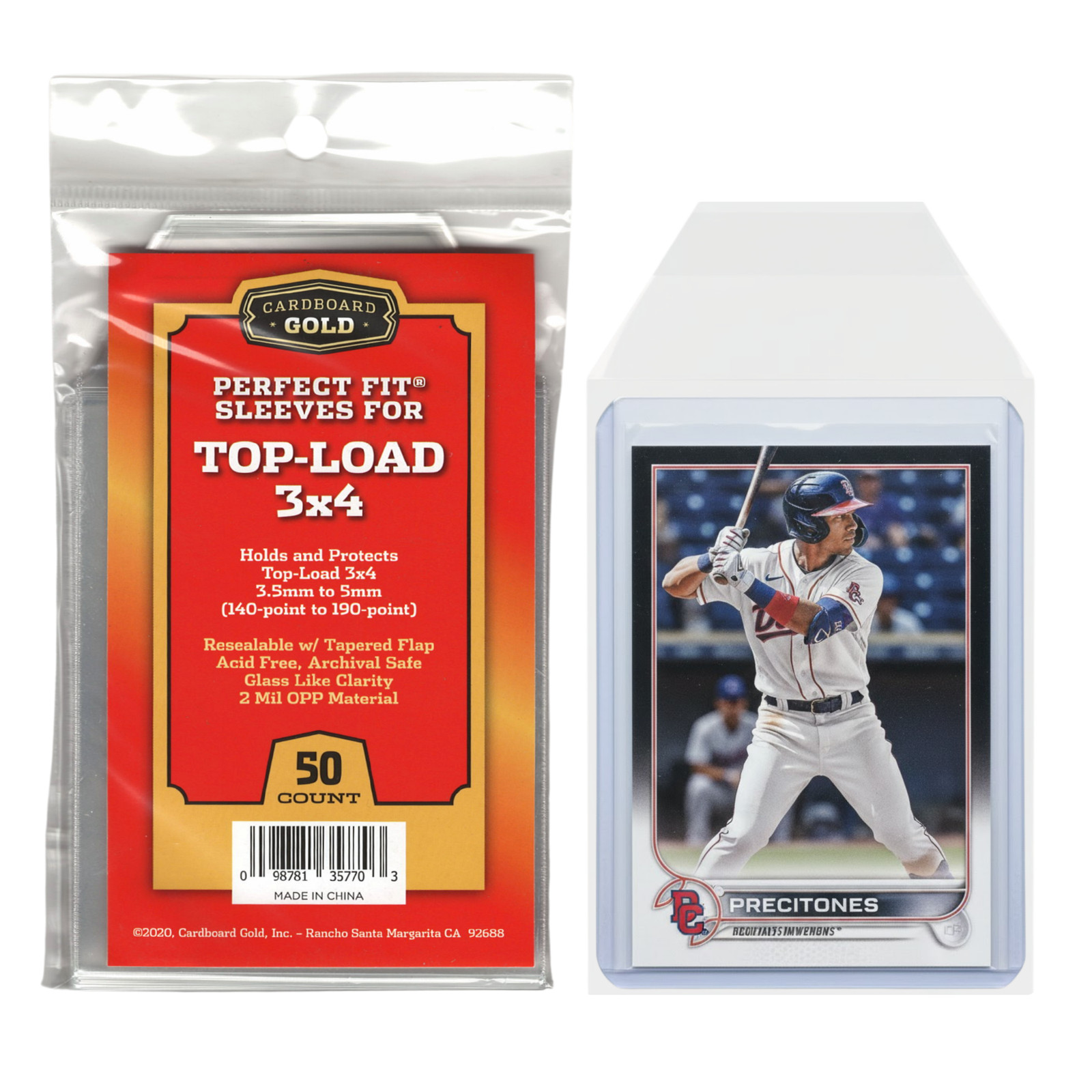 2500ct Cardboard Gold Perfect Fit Cover Sleeves for Toploaders 140pt-190pt Size