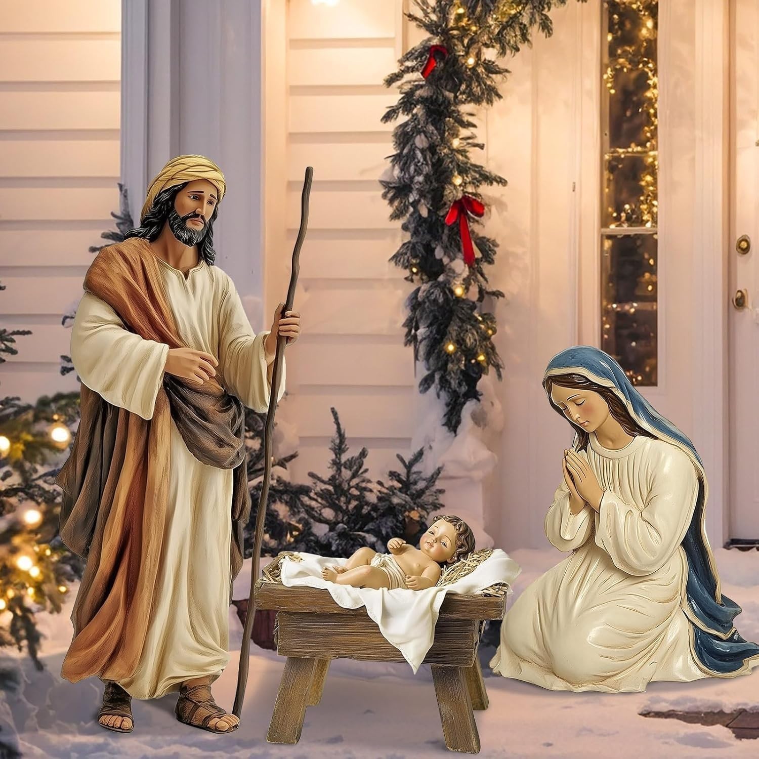 3 Pcs Large Metal Christmas Outdoor Nativity Scene Set (Retro) 60''H Holy Famil 3 Pcs Large Metal Christmas Outdoor Nativity Scene Set (Retro) 60''H Holy Famil