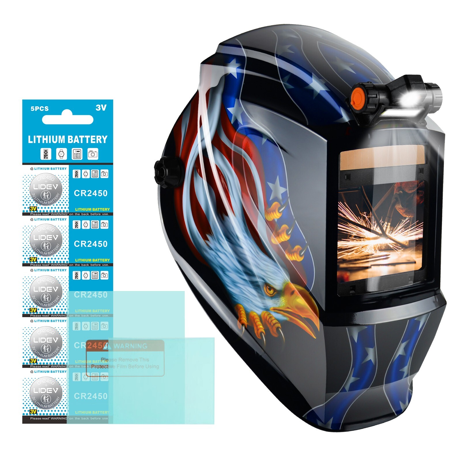 TRQWH Large View Welding Mask Auto Darkening Solar True Color with 4 Arc Sensor