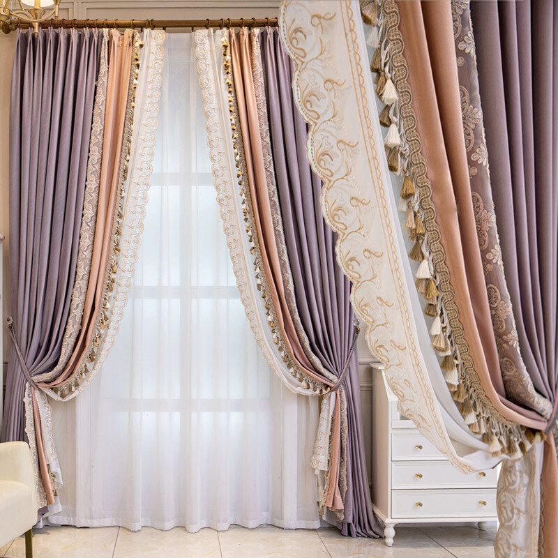 High-grade American purple pink wedding house cloth curtain tulle drape C1233