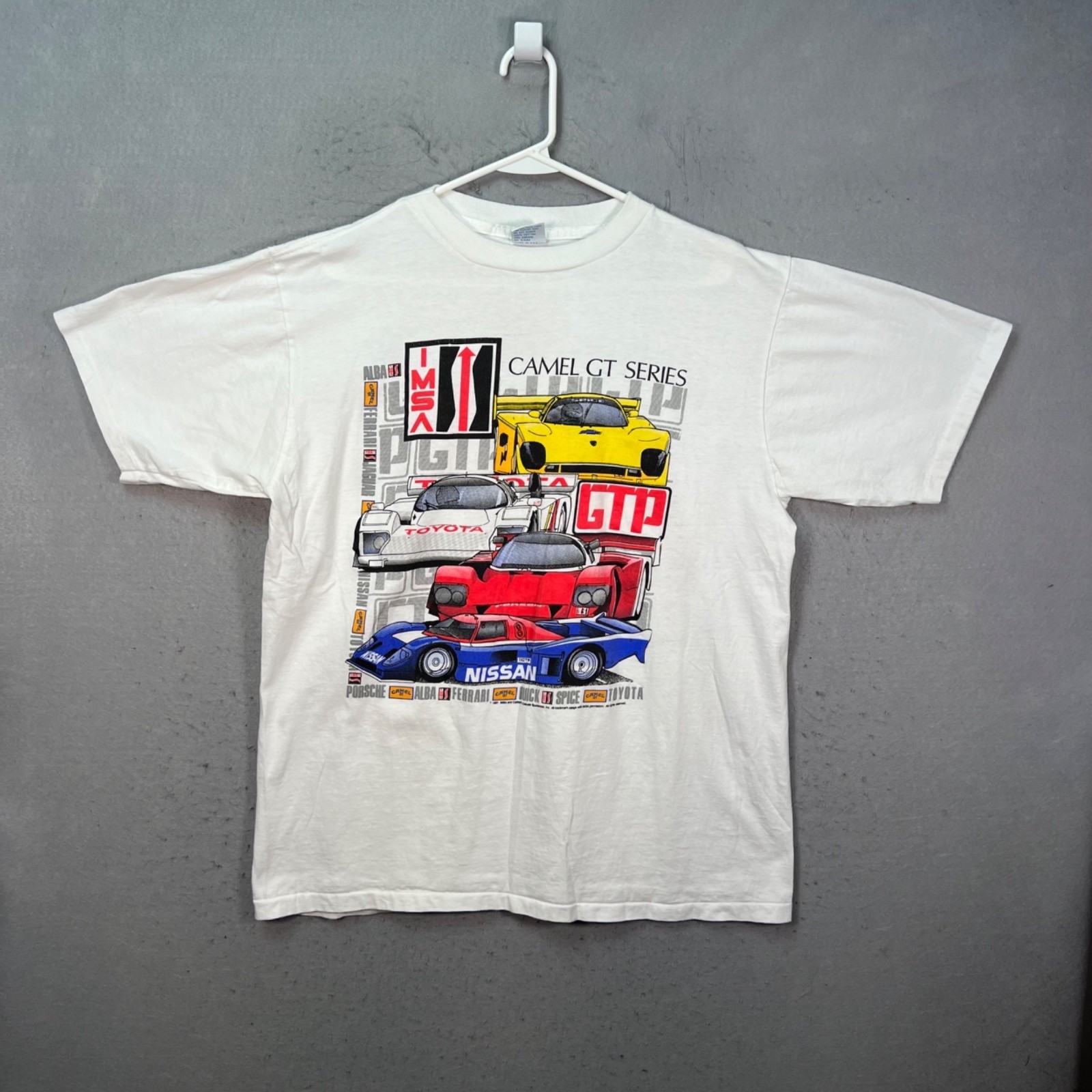 Vintage 1991 IMSA Camel GT Racing Porsche Nissan Toyota White T-Shirt Size XL