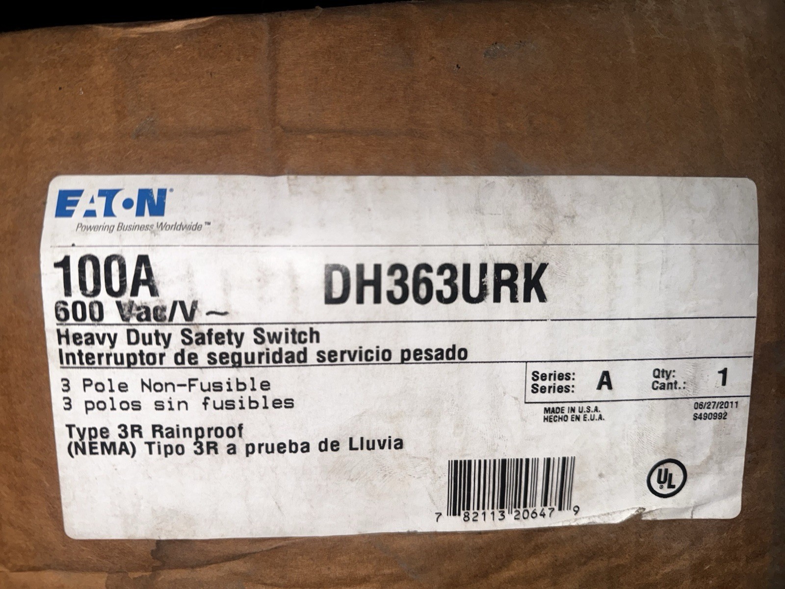 Eaton DH363URK Heavy Duty Safety Switch Eaton DH363URK Heavy Duty Safety Switch