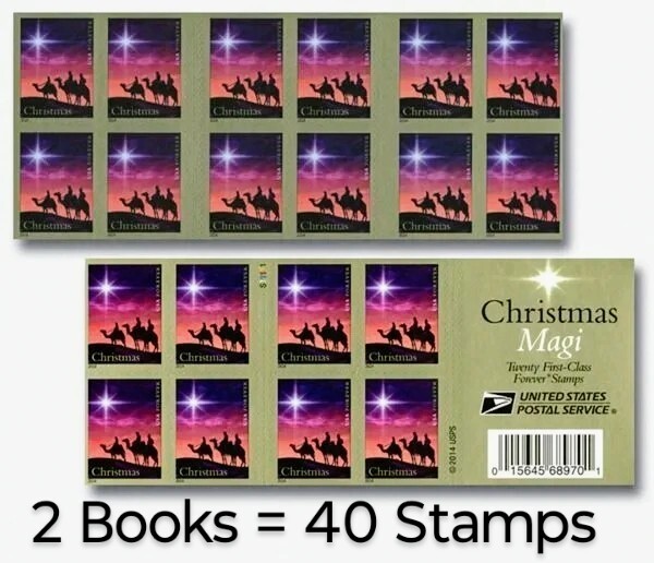 40 Self Stick Christmas Stamps \