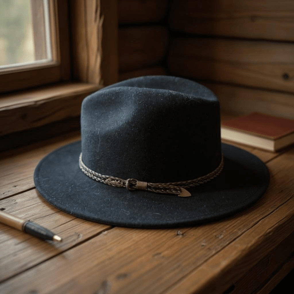 Oztrala Men\'s Australian Wool Felt Leather Band Outback Fedora Hat Black Medium