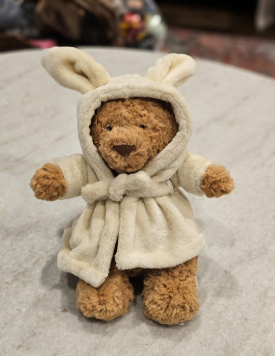 Jellycat Bear Bathrobe Plush Bartholomew Teddy Stuffed Animal NWT Collectible
