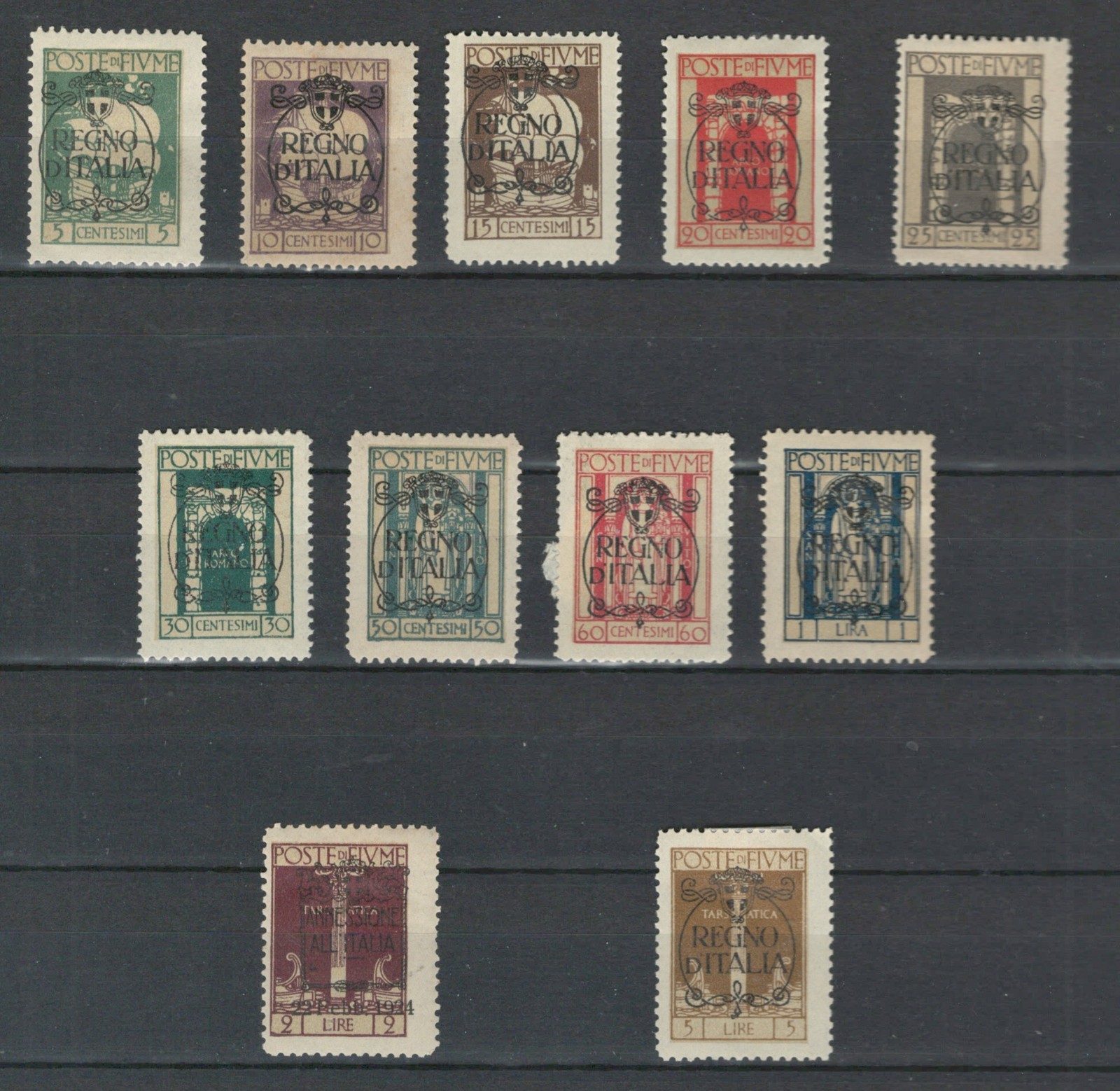 FIUME ITALIAN COLONIES & STATES MH BOATS, HISTORIC FIGURES OVRPT  LOT(FIUM 121)