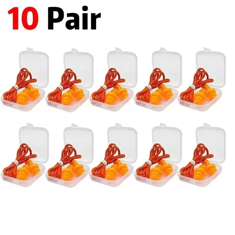 10 pair Soft Silicone Ear Plug Reusable Hearing Protection Earplug With Corded 10 pair Soft Silicone Ear Plug Reusable Hearing Protection Earplug With Corded