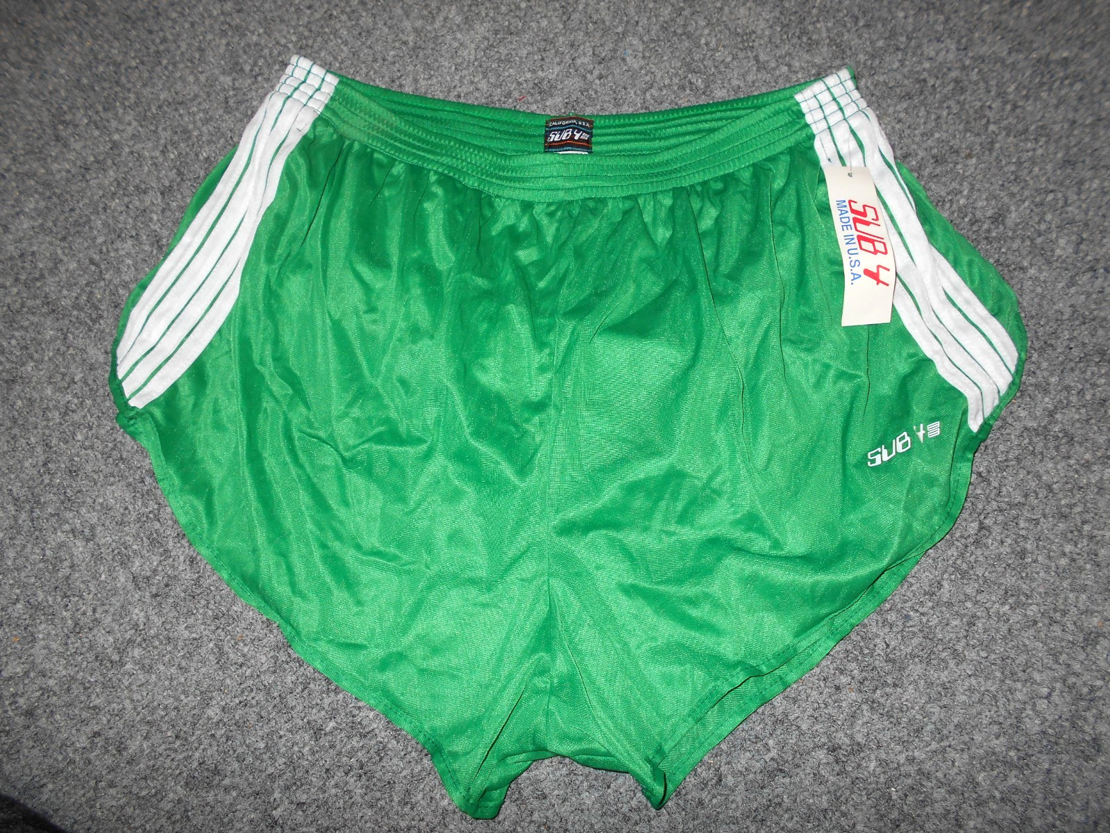 SUB 4 VTG 1980\'S NEW DEADSTOCK MENS XXL GREEN ATHLETIC RUNNING SHORTS