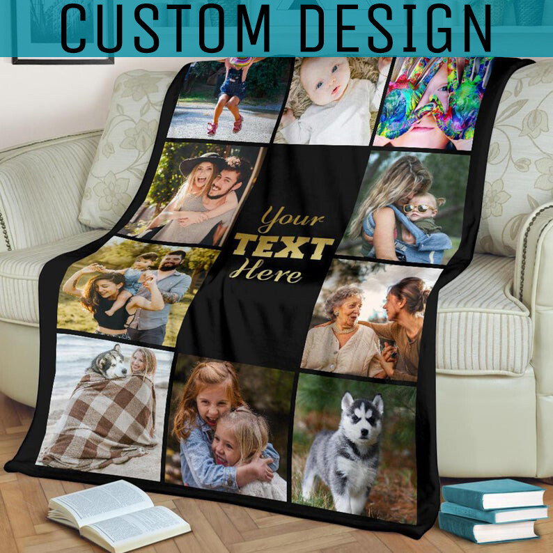 Personalized Custom Fleece Blanket With Photo - Family Picture Memorial Blanket