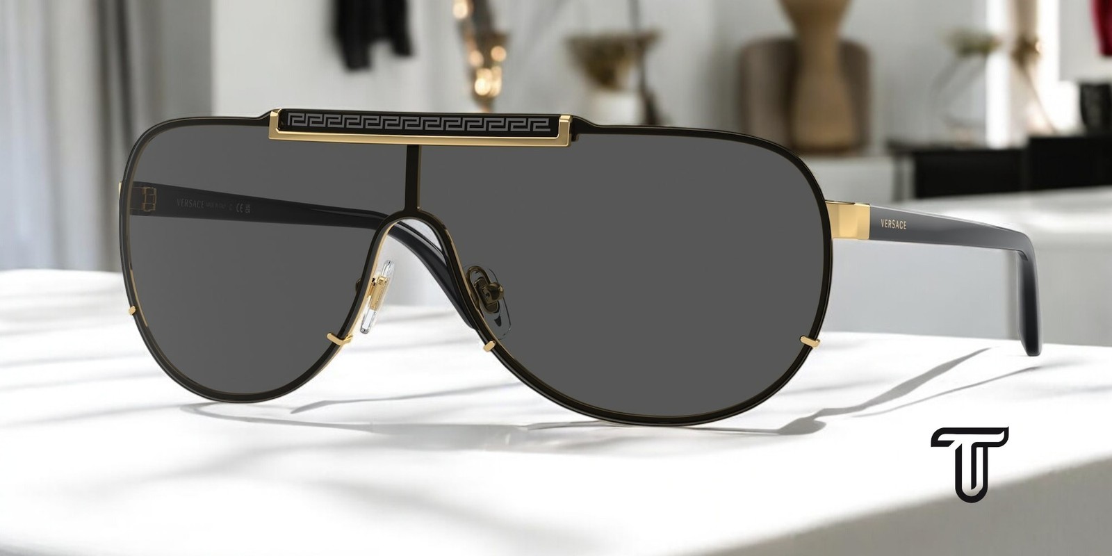 VERSACE VE2140 100287 Gold Gray 40 mm Men\'s Sunglasses