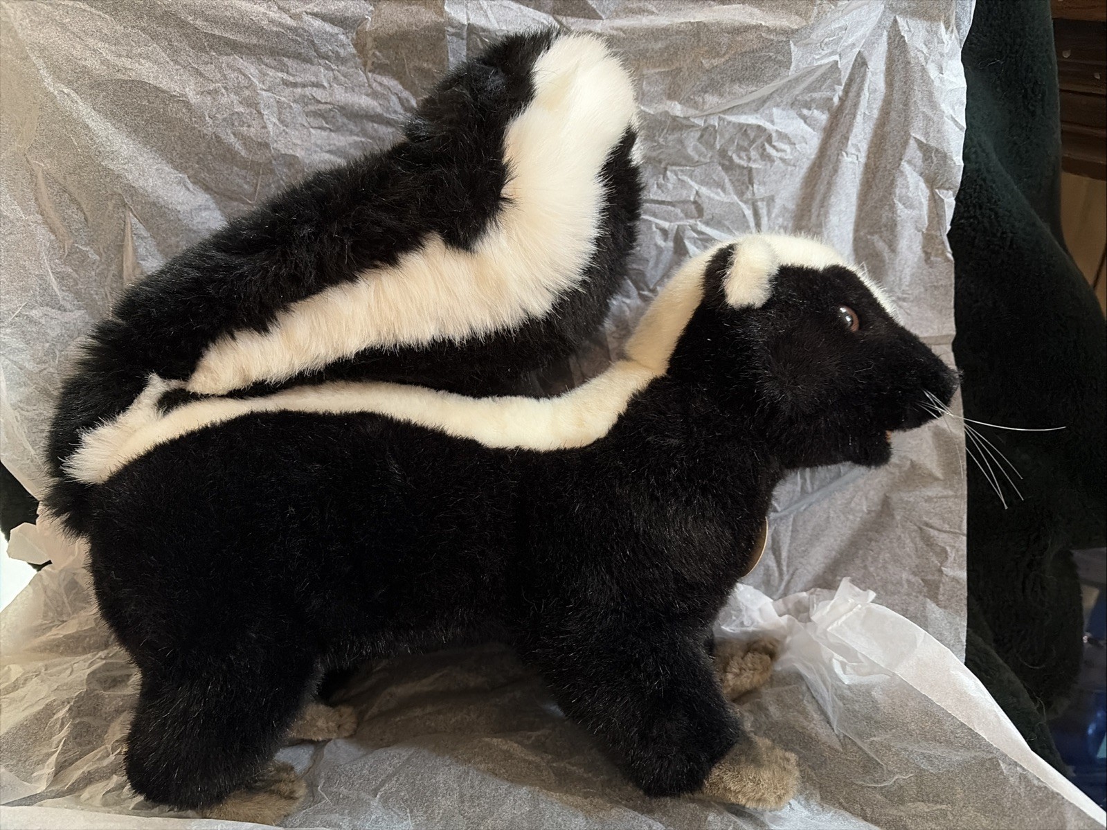 Vintage Steiff Skunk Plush Animal Original Chest Toe And Ear Label Large Size
