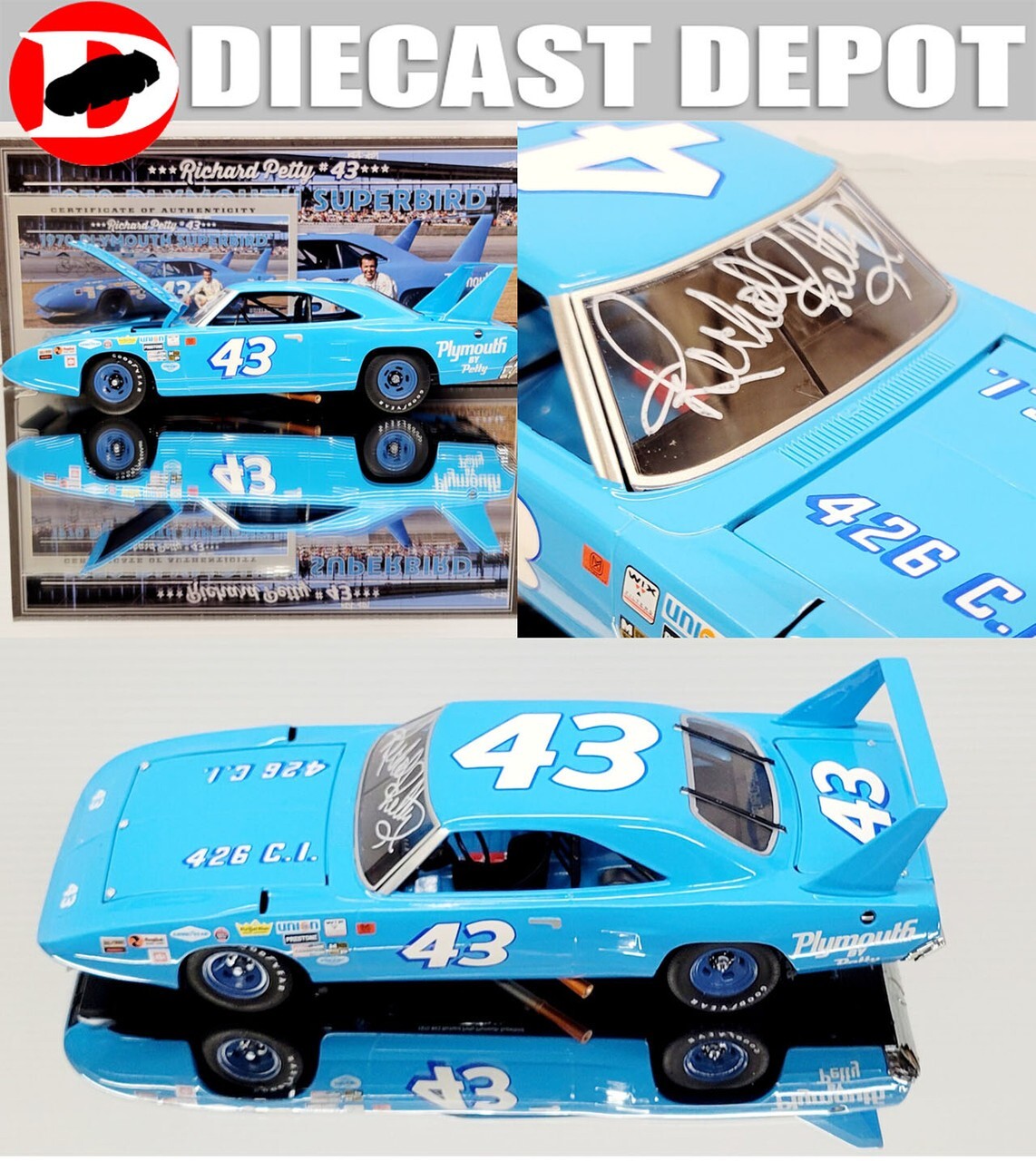 AUTOGRAPHED RICHARD PETTY  1970  Super bird 1:24 University of Racing