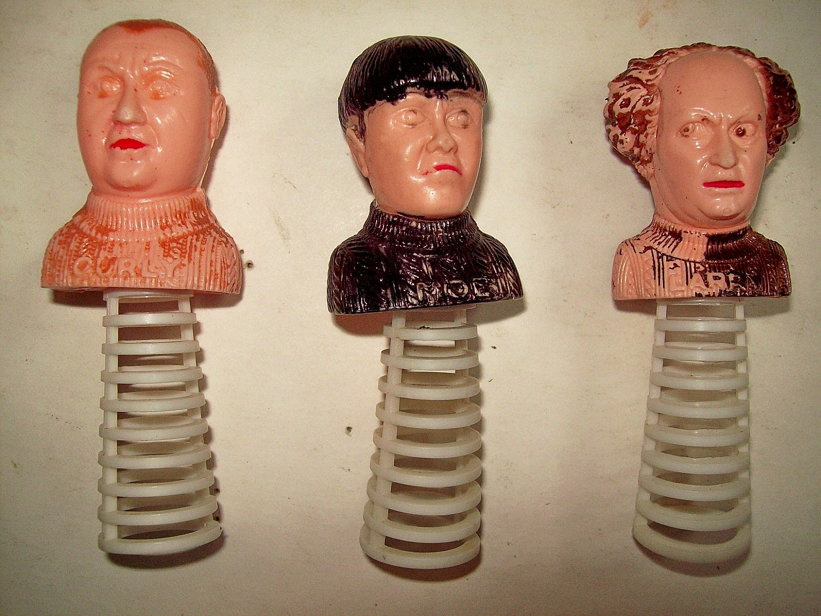 Vintage 1959 Set of Three Stooges Finger Puppets by Wilkening