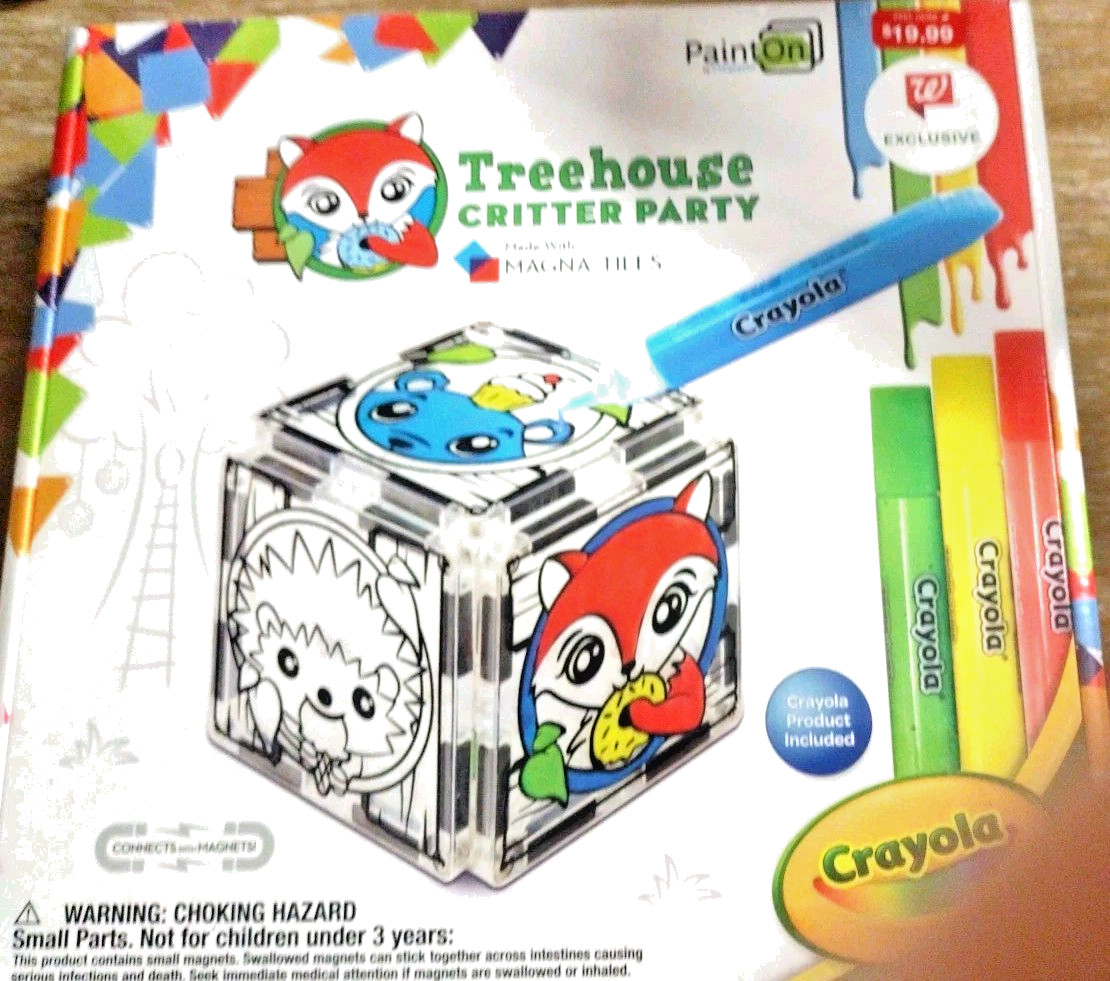 Magna-Tiles Paint On with Createon Crayola Treehouse Critter Party, 10 Piece Kit
