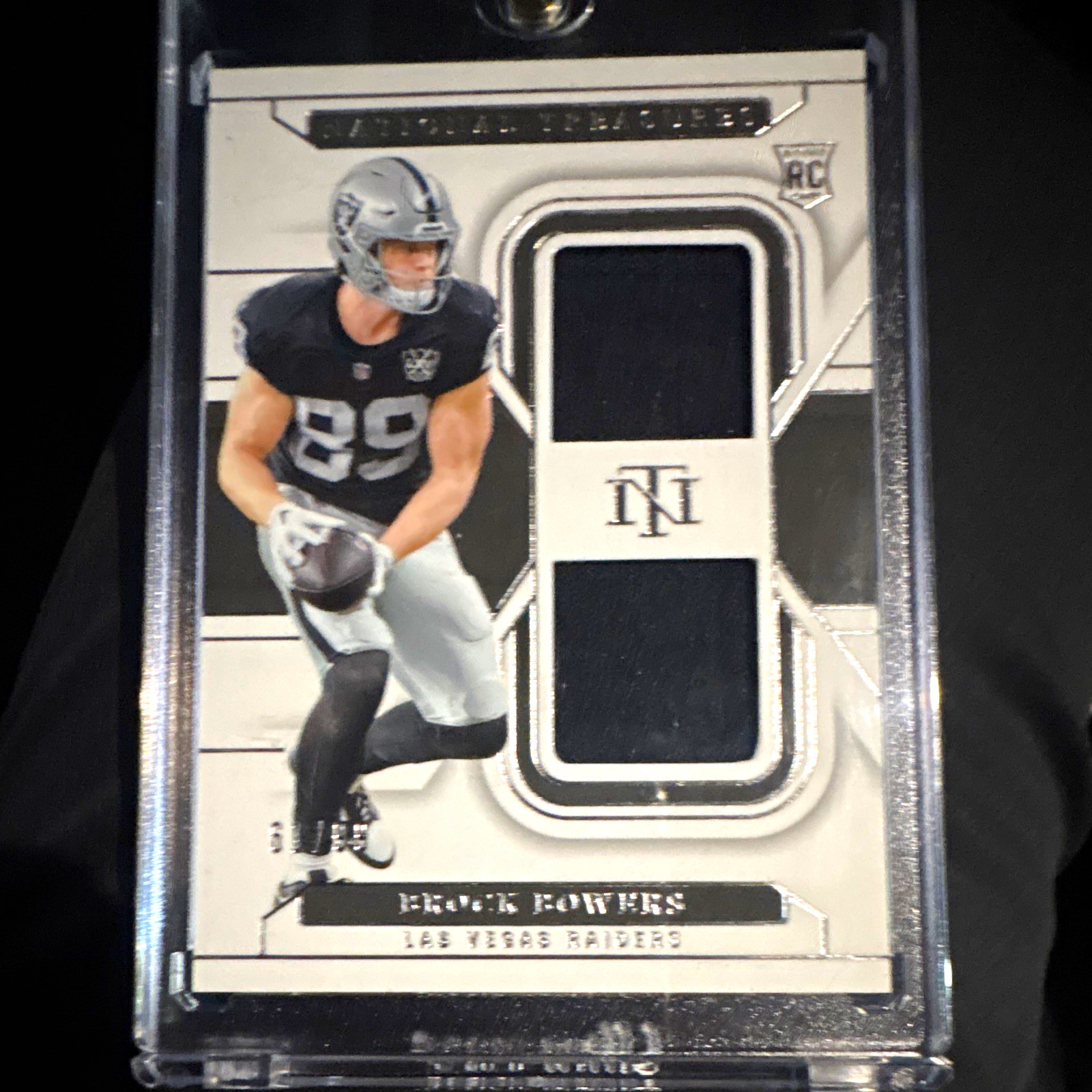 2024 National Treasures Brock Bowers Rookie Century Materials Emerald Patch RC