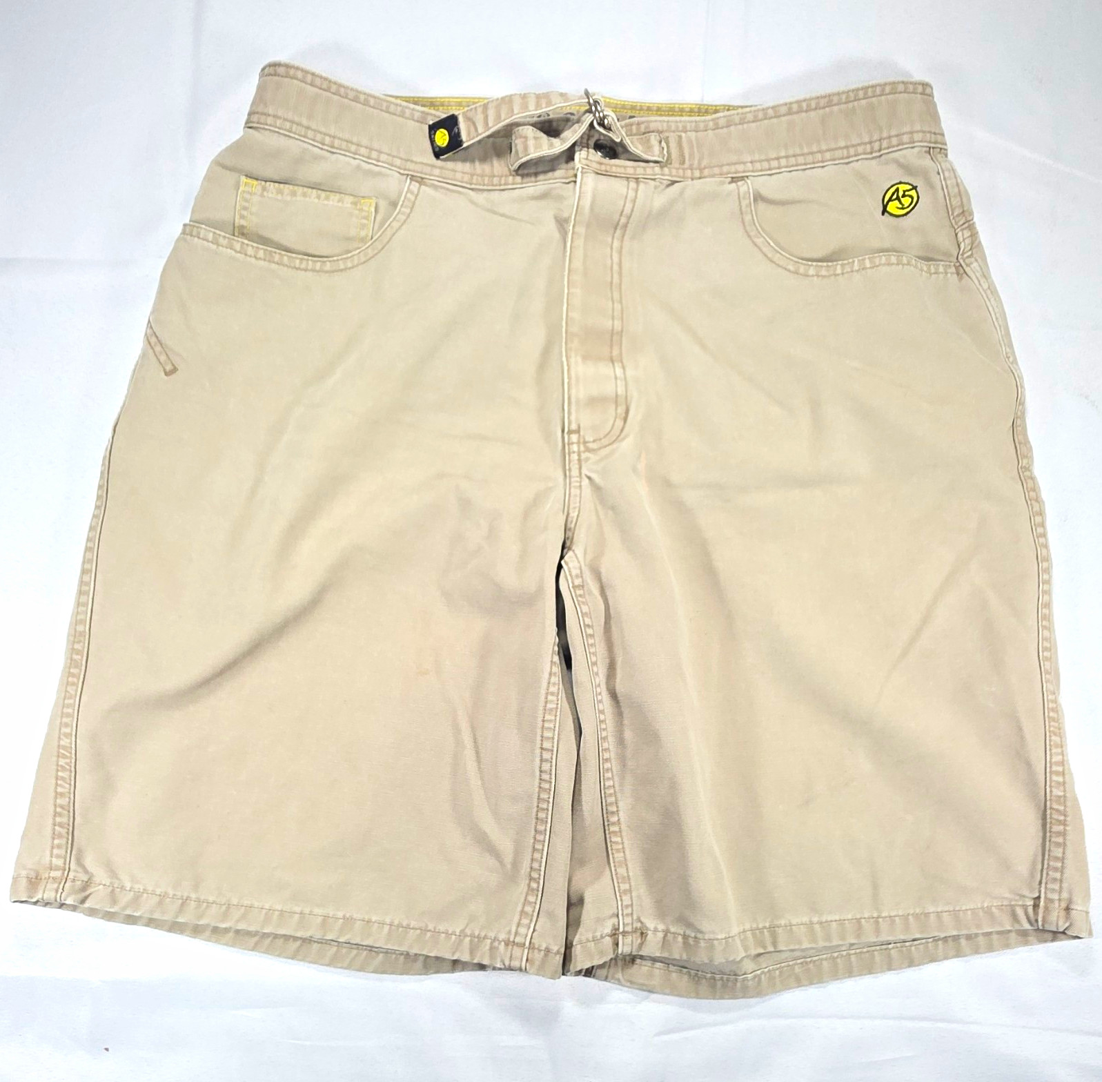 The North Face A5 Series Vintage Mens Khaki Canvas Climbing Shorts Size 36