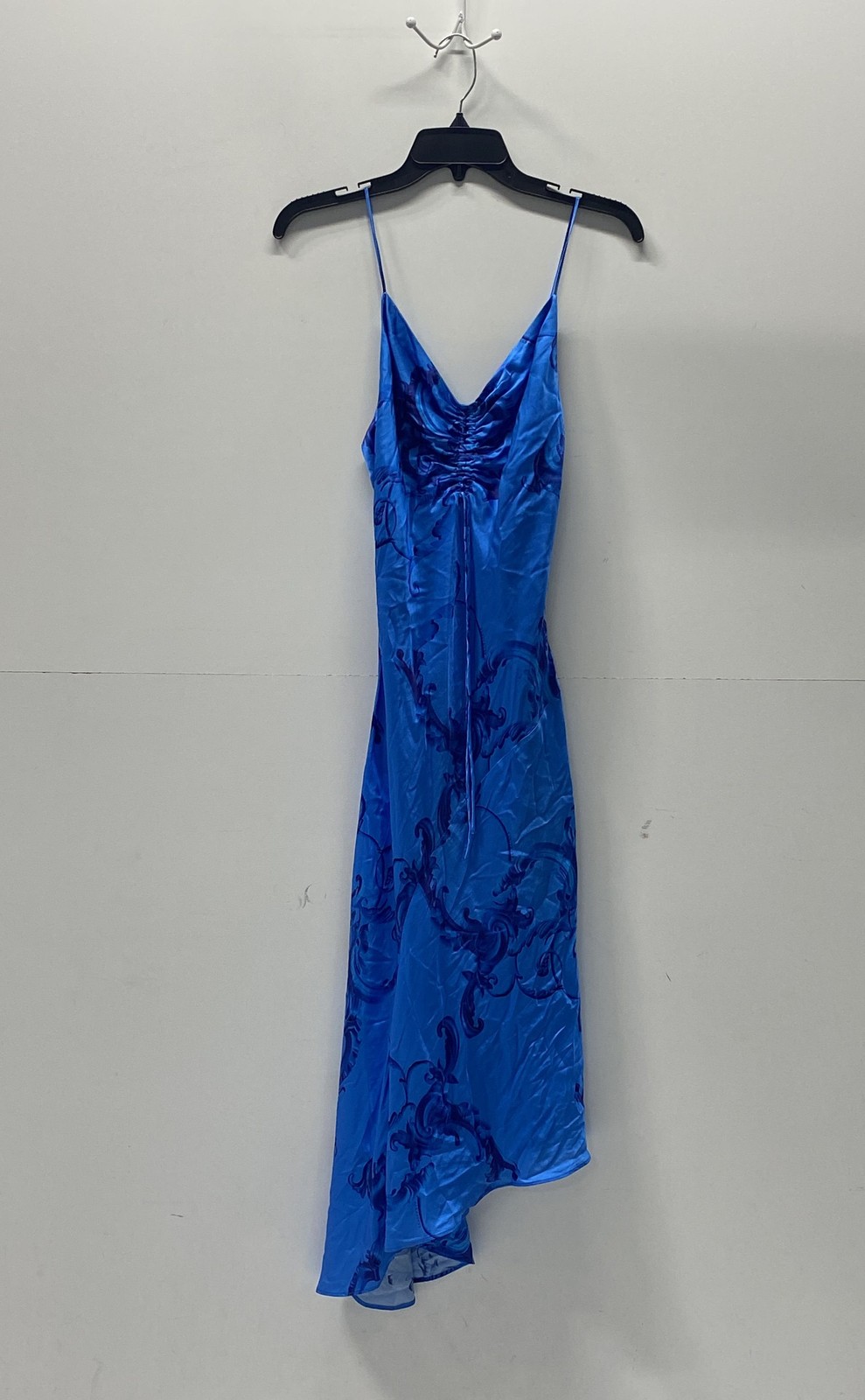AllSaints Women\'s Blue Silk Blend Damask Print Isabella Slip Dress NWT Size 0