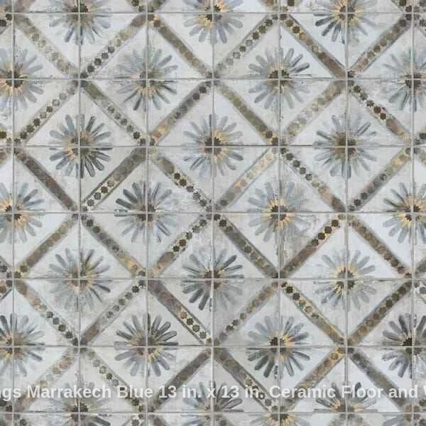 Harmonia Kings Marrakech Blue 13 in. x 13 in. Ceramic Floor and Wall Tile (12...