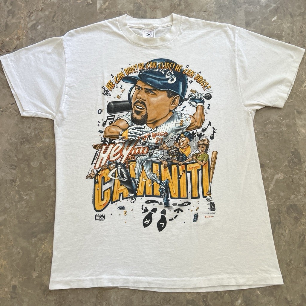 Vintage 1996 Ken Caminiti San Diego Padres Hey Caminiti T Shirt Size L Delta USA