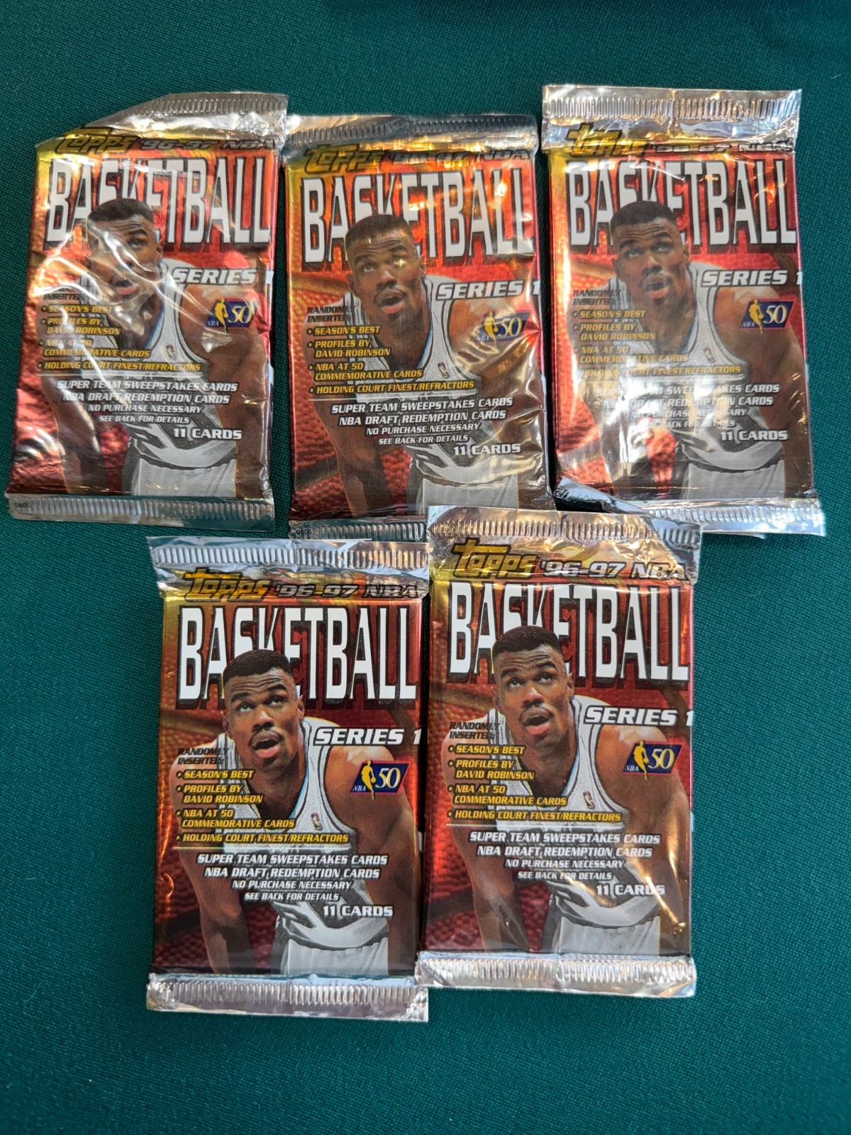 1996-97 Topps Basketball Series One Hobby (5) pack lot Factory Sealed 1996-97 Topps Basketball Series One Hobby (5) pack lot Factory Sealed