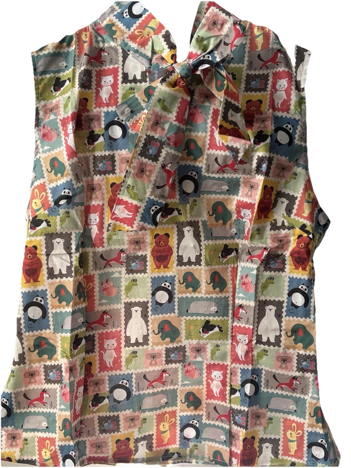Tulip B Small Little Animals  Print W Tie Sleeveless Novelty NWT Cottage core