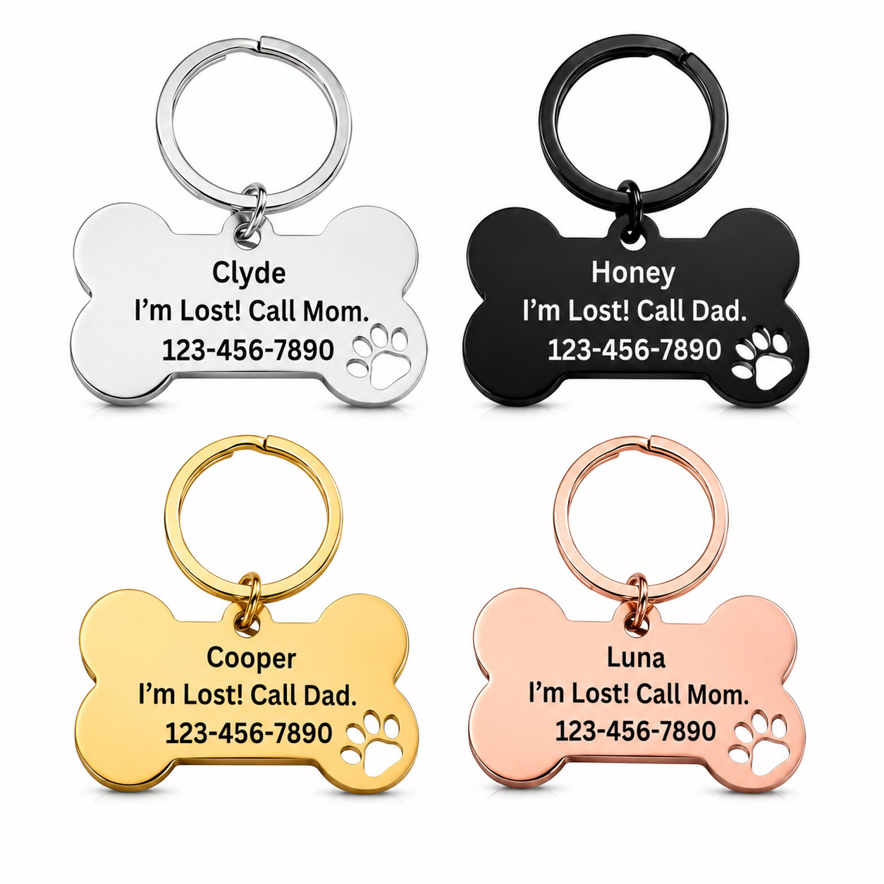 Stainless Steel Personalized Dog Pet tags Double Side Engraved ID Dog Cat Tag