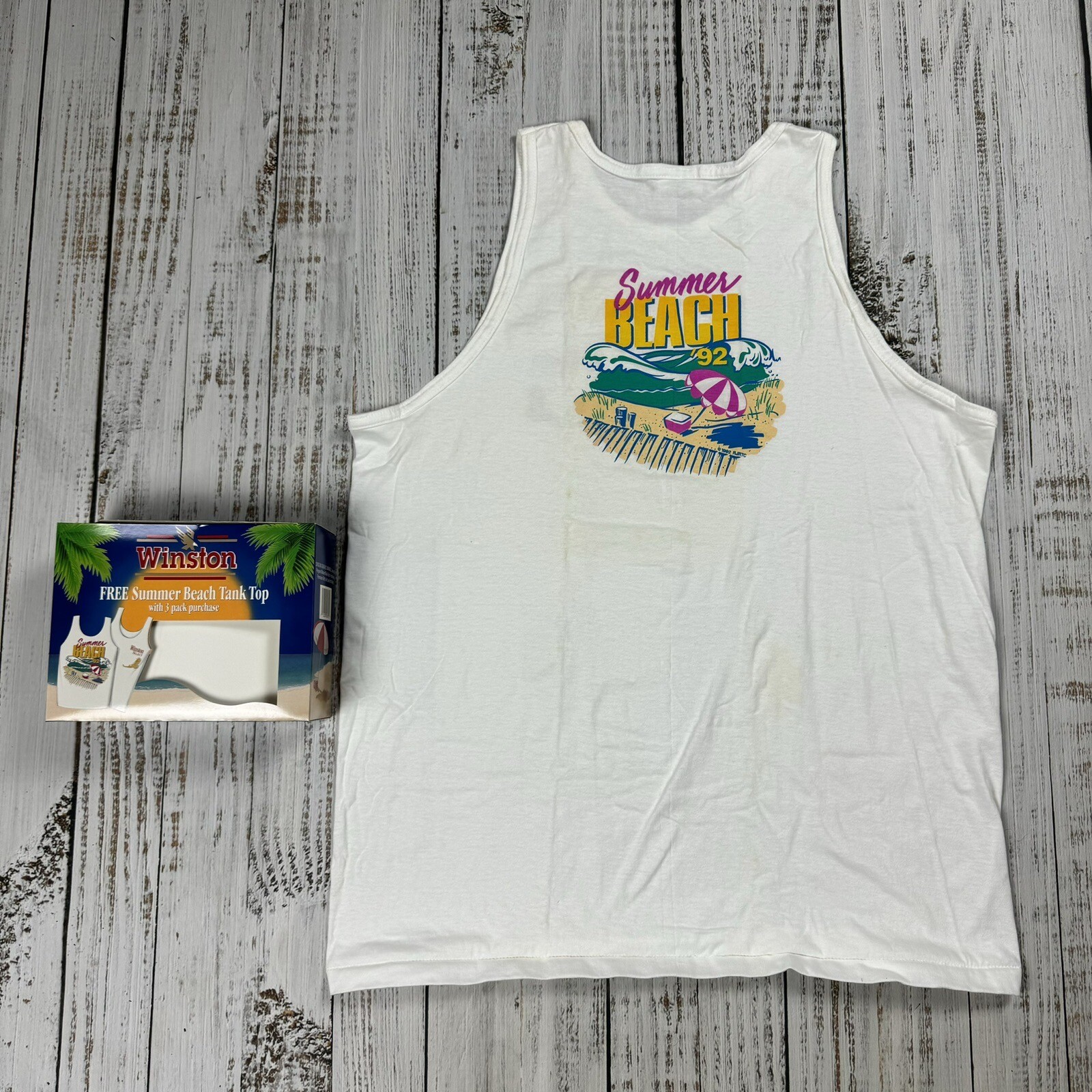 VINTAGE NIB 1992 WINSTON SELECT CIGARETTE TANK SHIRT XL USA SUMMER BEACH \'92 NOS