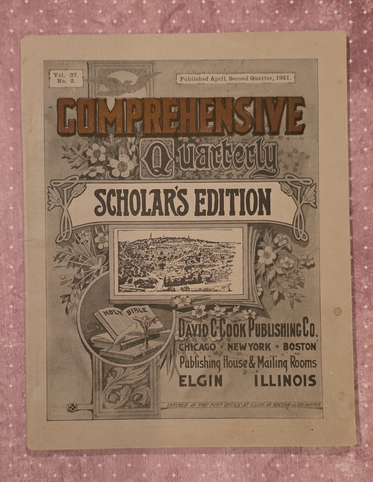 Vintage 1921 Comprehensive Quarterly David Cook Pub Elgin Illinois Christian