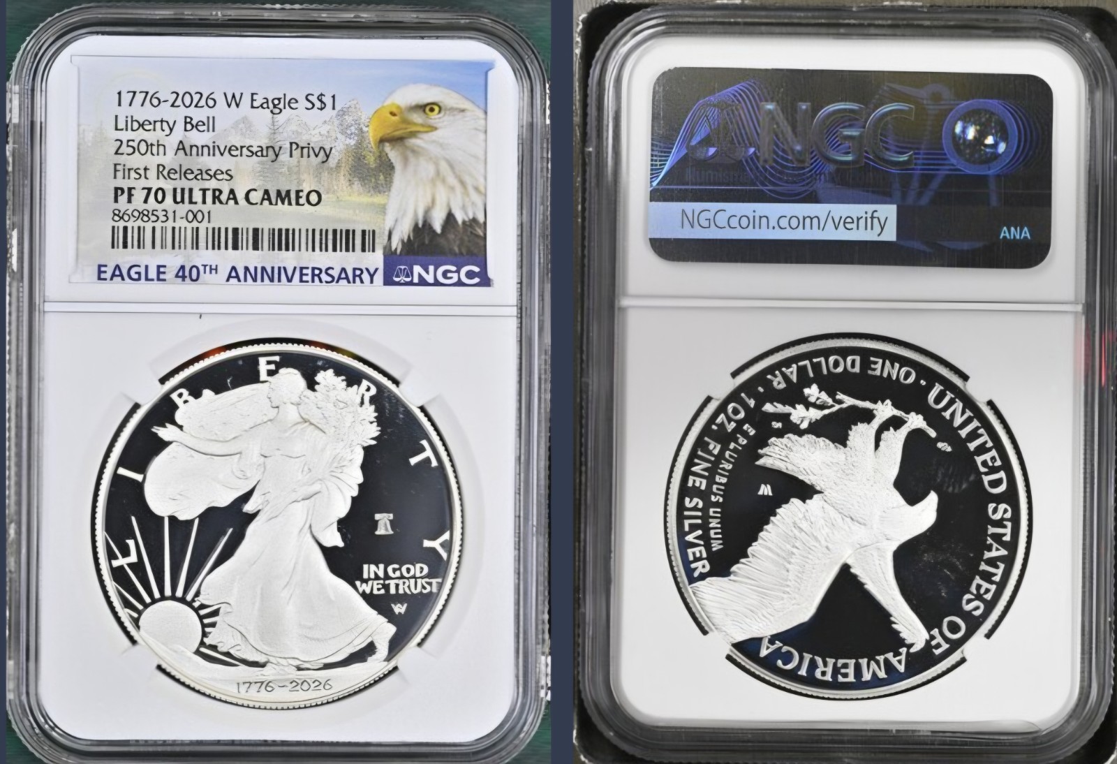 2026-W ASE LIBERTY BELL PRIVY 1776-2026 DUEL DATE 250th ANNIVERSARY NGC PF70 FR