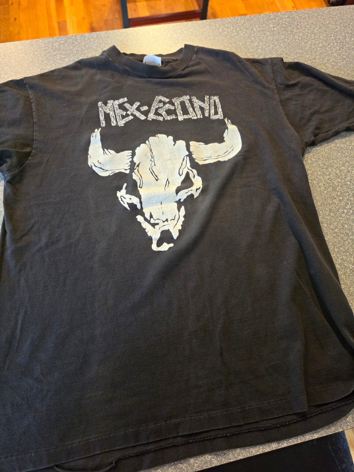 Hanes Beefy-T Black Meshuggah Bull Skull Vintage Mex-Econo Outerbanks  Rare XL