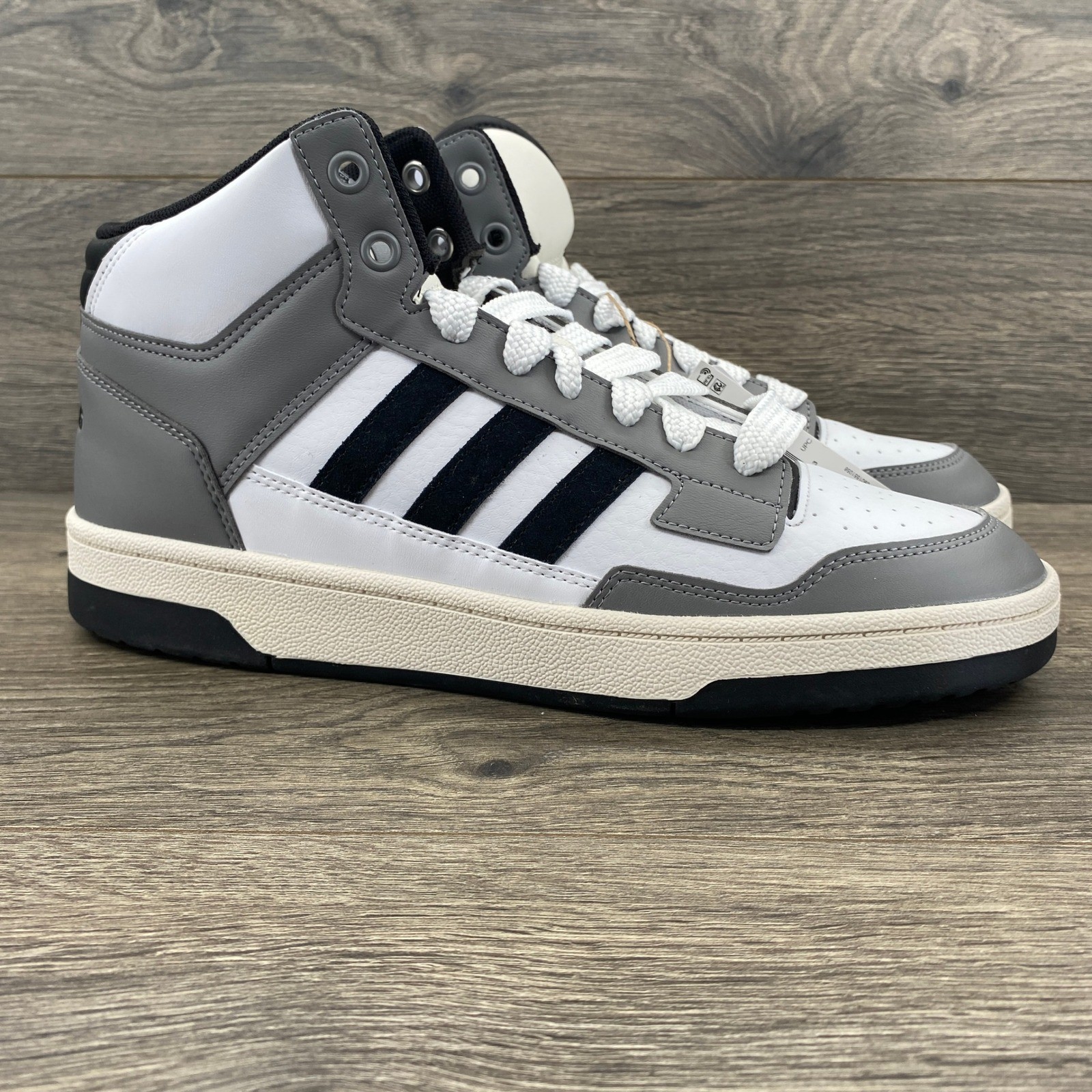 Adidas Rapid Court Mid Men Size 10 White Grey Black Basketball Sneakers ID5546
