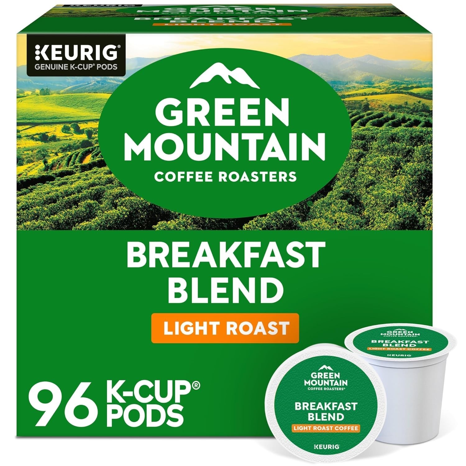 Green Mountain Coffee Breakfast Blend, Keurig K-Cup Pod, Light Roast, 96 Count