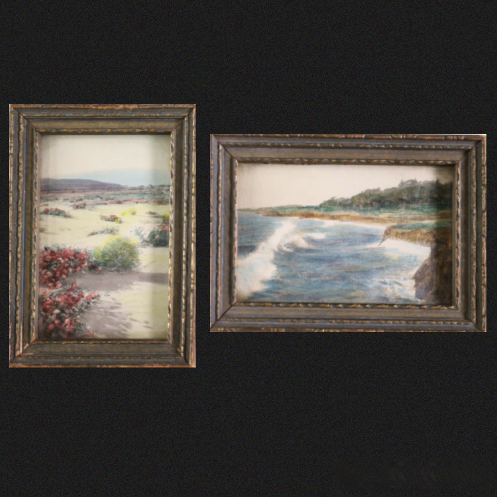 1930 Tews, Bobby /LAG BCH & AZ /PRISTINE MINI Plein Air/ 2.5x3.5” /Orig Frames
