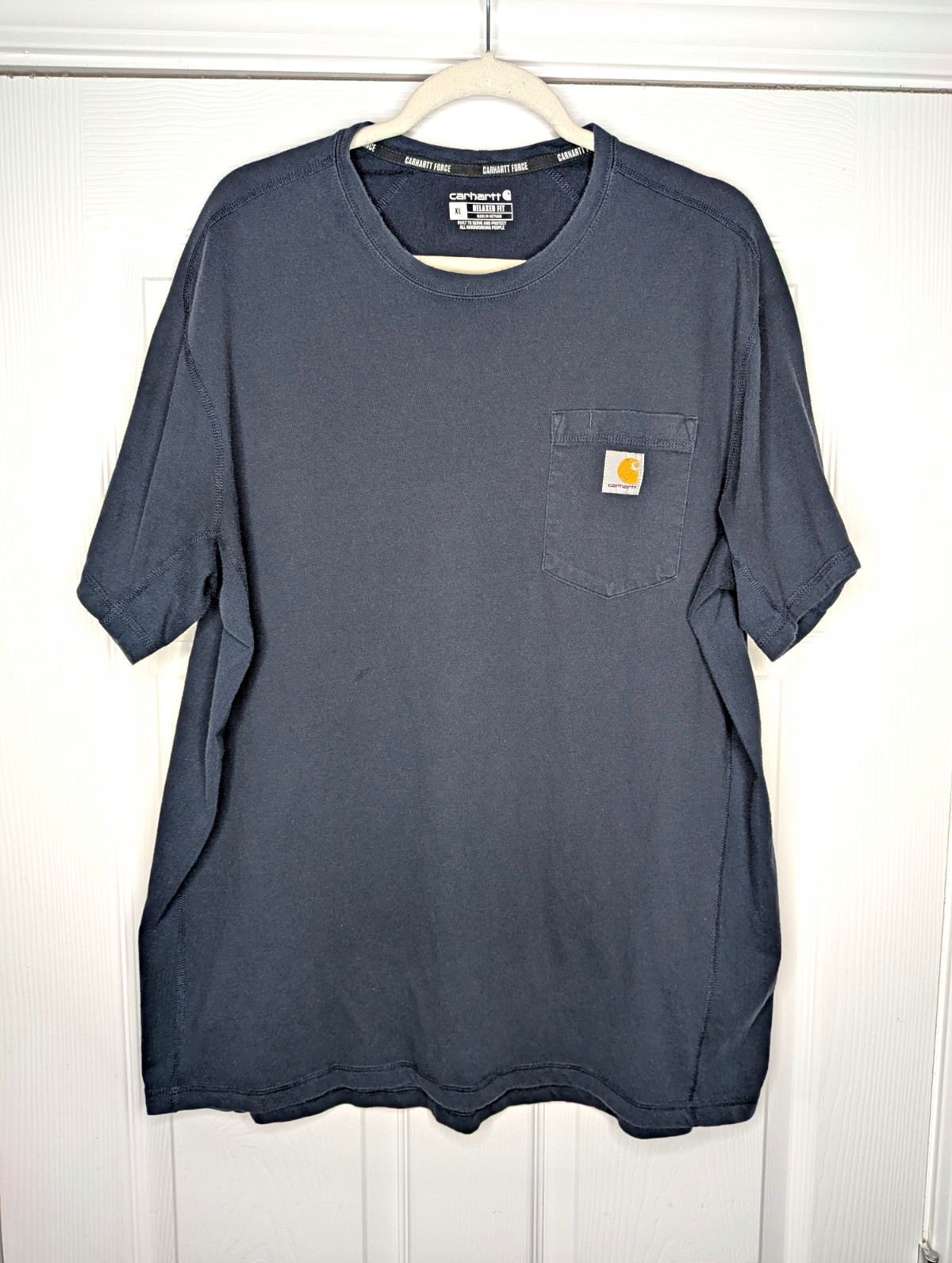 Carhartt Force Mens XL Blue Relaxed Fit Pocket Crew Neck Short Sleeve Tee