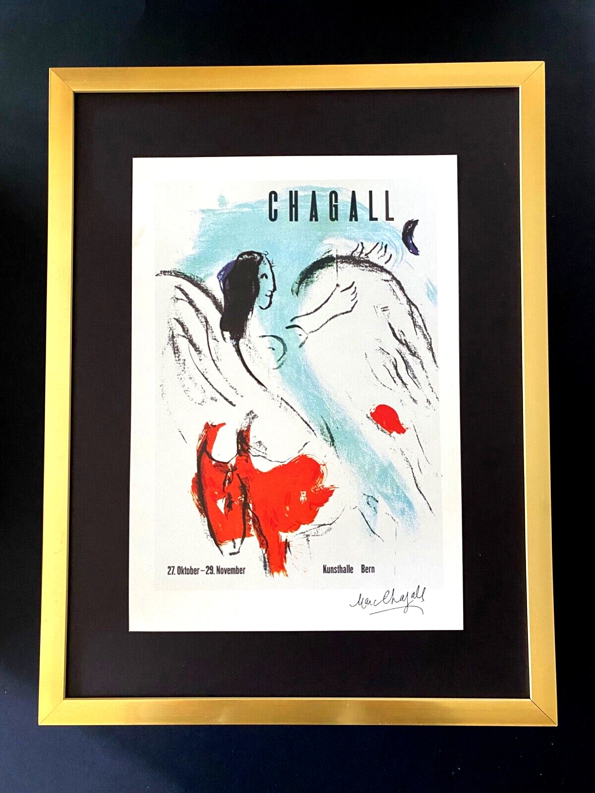 MARC CHAGALL + ORIGINAL VINTAGE 1975 SIGNED PRINT + FRAMED + BUY IT NOW 