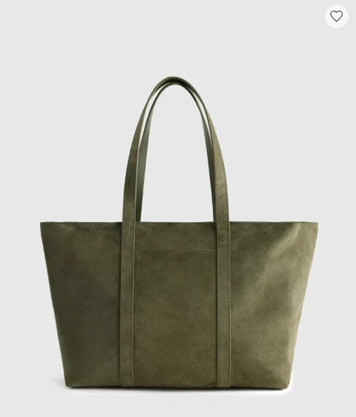 NWT QUINCE ITALIAN SUEDE LEATHER EVERYDAY TOTE OLIVE SHOULDER BAG $188