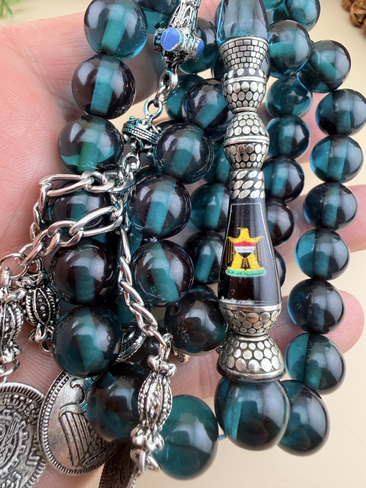 New Iraqi Flag Sandalus 45-bead Islamic Rosary Misbah  مسبحة مسباح مسكي عراق