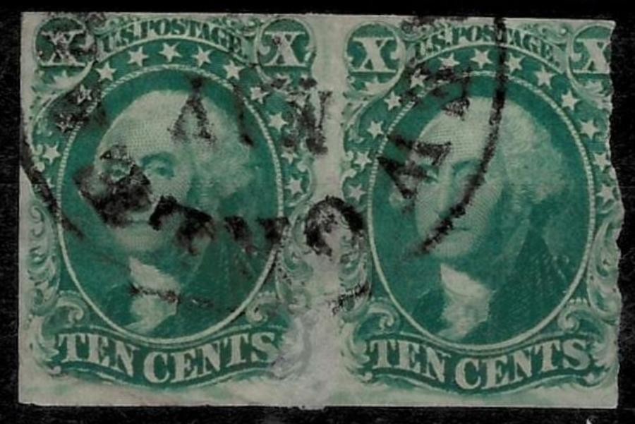 USA Stamps 1855 / 10 c Washington ☀ Scott 15 pair