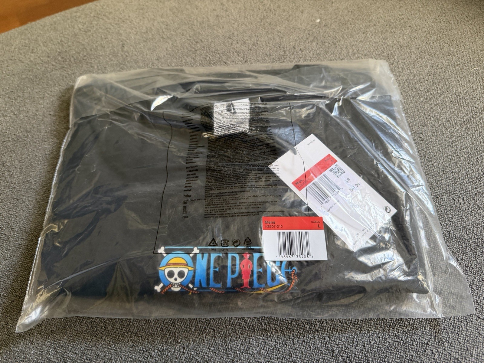 Nike x One Piece Solo Swoosh T-Shirt BLACK  SIZE LARGE ✅ BRAND NEW SEALED