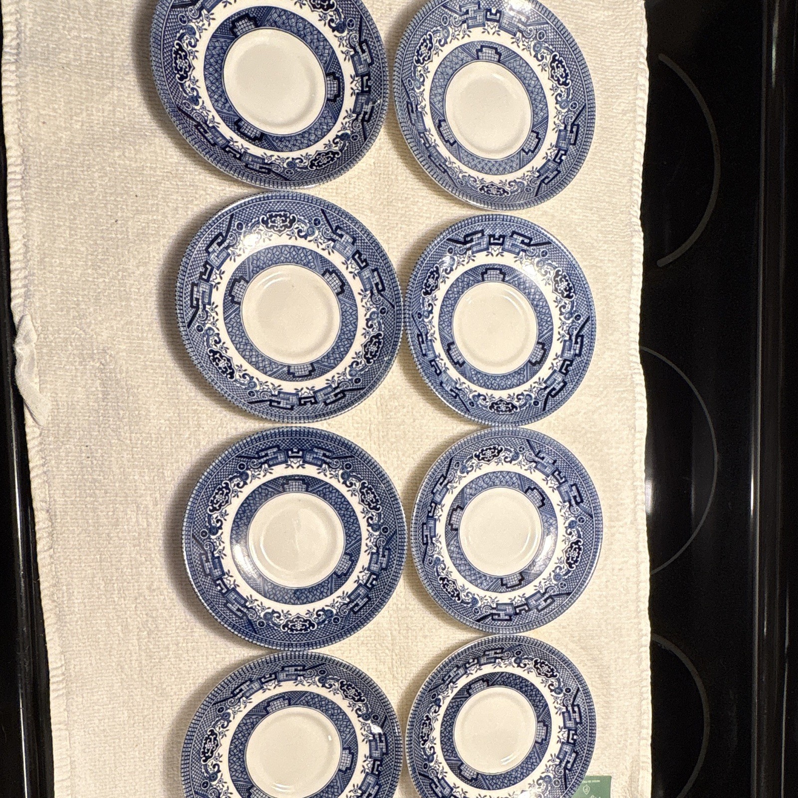 Churchill Blue Willow Cup Saucers (8) Churchill Blue Willow Cup Saucers (8)