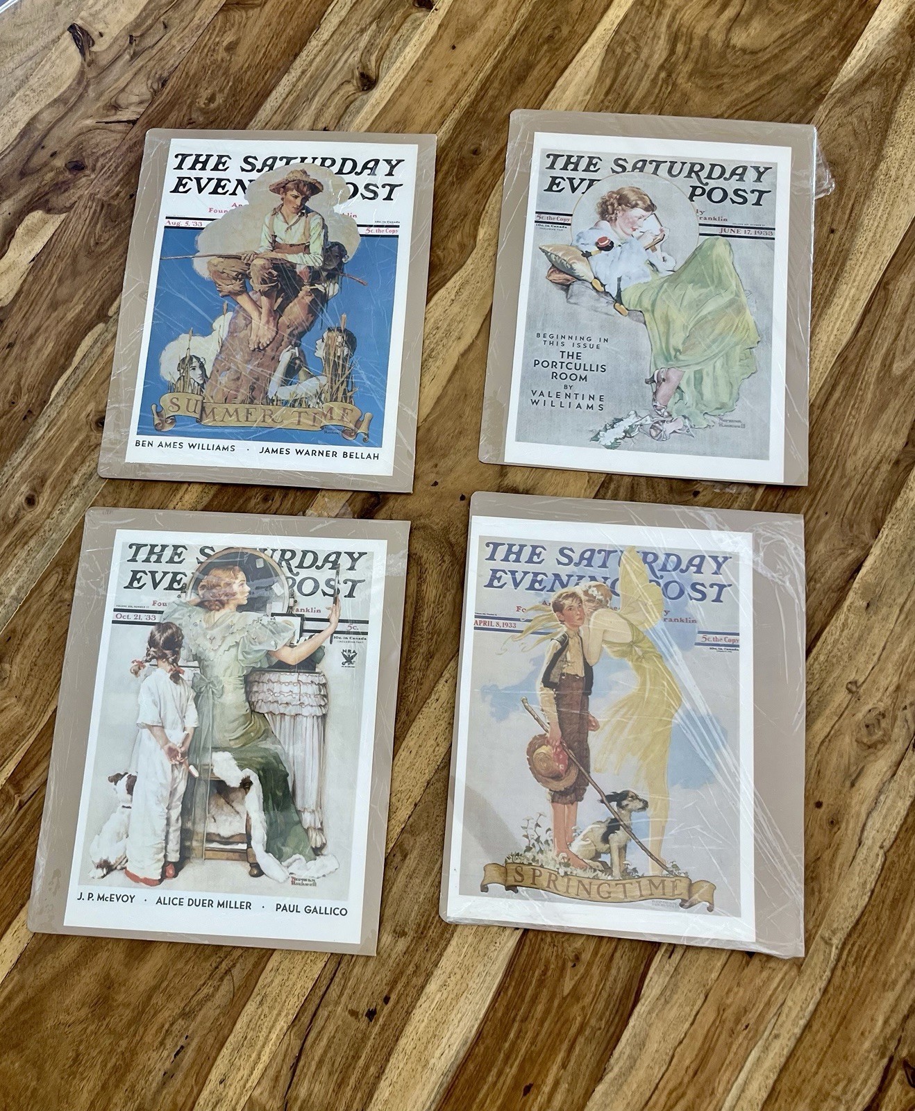 Vintage Norman Rockwell 1933 Saturday Evening Post Lot of 4 Prints 15 x 11